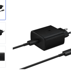 Super Fast Charging Travel Adapter With USB Type-C To USB Type-C Cable 45W Black